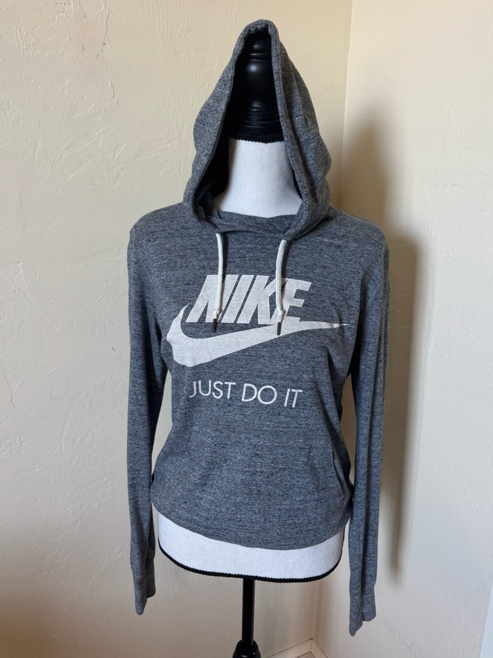 Nike Women's Charcoal Gray Pullover Hoodie with White Logo